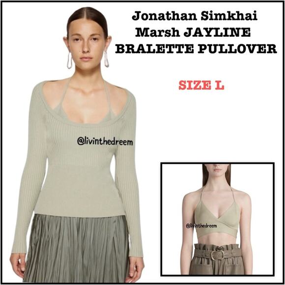 #T98 Jonathan Simkhai Marsh JAYLINE BRALETTE PULLOVER SZ L $395 - Picture 1 of 16